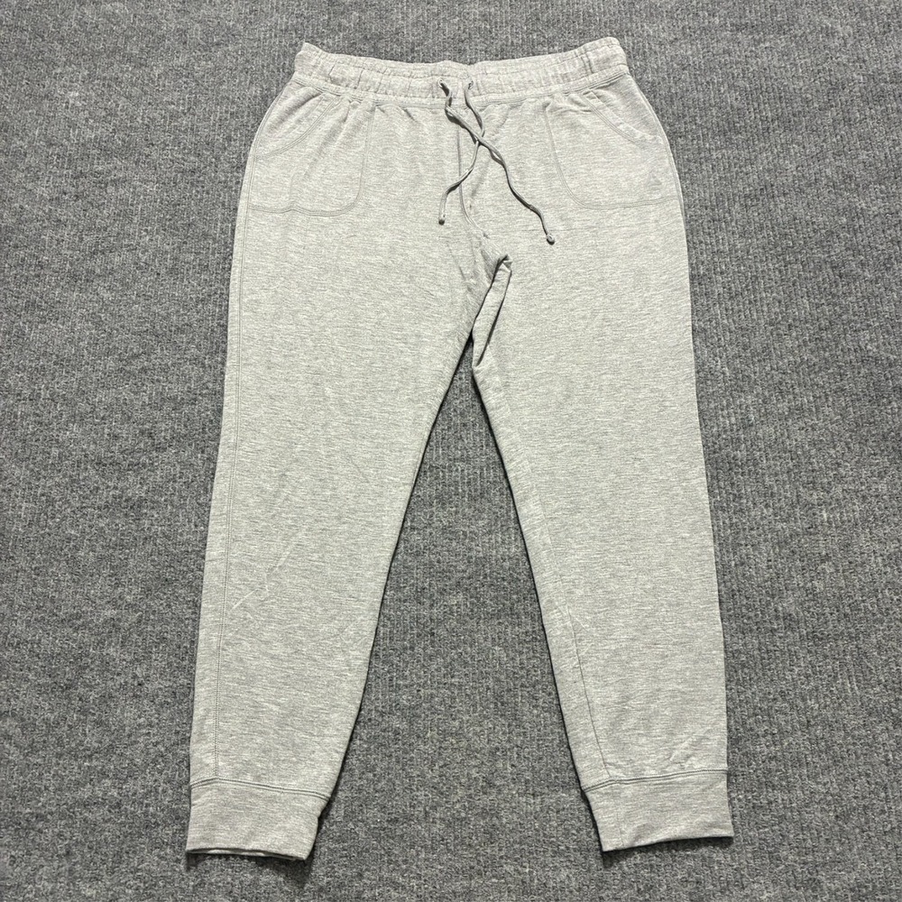 Reebok Mens Jogger Pants Size L Large Gray Pull On Drawstring Stretch Activewear